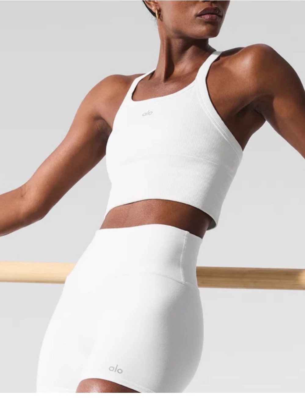 Alo Yoga Seamless Ribbed Favorite Bra Tank White - Picture 9 of 12